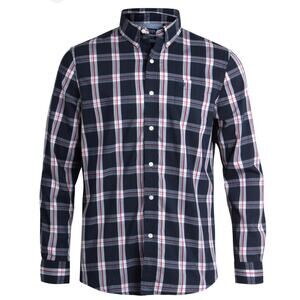 Banana Republic Men Plaid Cotton Camden Standard Oxford Pinpoint Blue Shirt XL